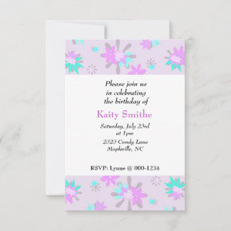 Whimsical Purple Floral Birthday Invitation