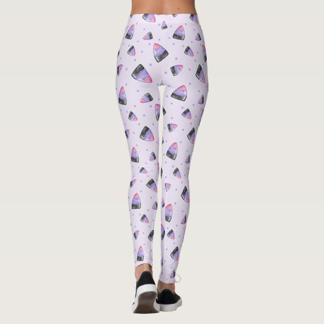 Whimsical Purple Halloween Cany Corn Leggings (Back)