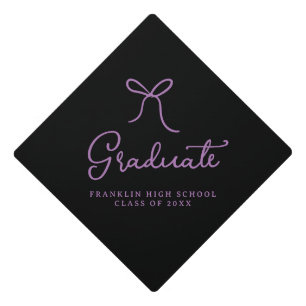 Whimsical Purple Hand Drawn Bow Graduation Cap Topper
