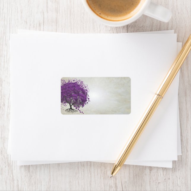 Whimsical Purple Heart Leafed Tree Label (Insitu)