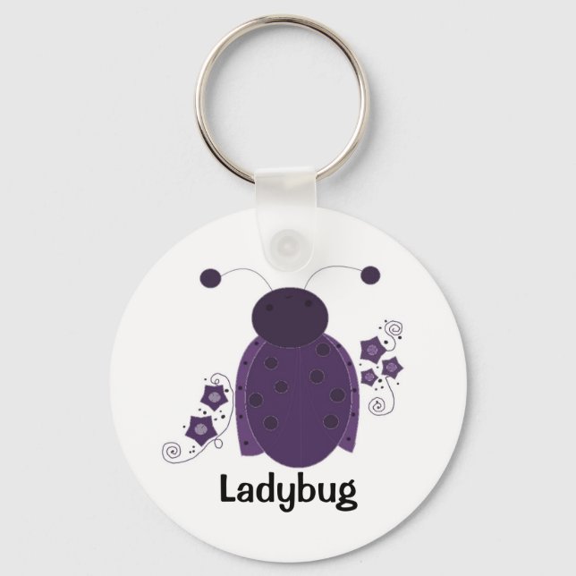 Whimsical Purple Ladybug Keychain (Front)