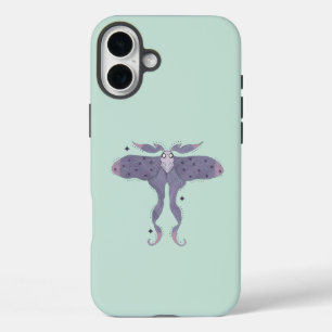 Whimsical Purple Moth with Star Sparkles iPhone 16 Plus Case