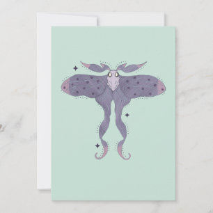Whimsical Purple Moth with Star Sparkles Invitation
