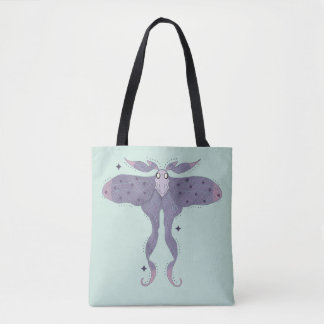 Whimsical Purple Moth with Star Sparkles Mystical  Tote Bag
