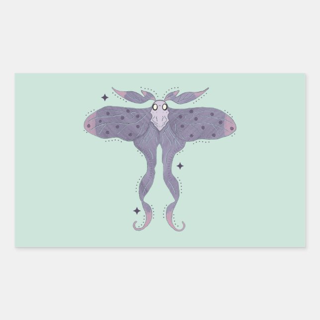 Whimsical Purple Moth with Star Sparkles Sticker (Front)