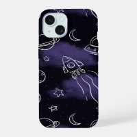 Whimsical Purple Outer Space Seamless Pattern