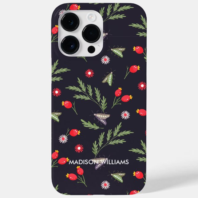 Whimsical Purple Snake & Botanical– Personalized  Case-Mate iPhone Case (Back)