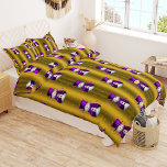 Whimsical Purple Snowmen on Gold Christmas Duvet Cover<br><div class="desc">Introducing our "Whimsical Purple Snowmen on Gold Christmas Duvet Cover" – a delightful and luxurious addition to your holiday home decor. This exquisite duvet cover captures the essence of a winter wonderland with a touch of elegance and whimsy. Crafted in a regal shade of gold, this duvet cover instantly transforms...</div>