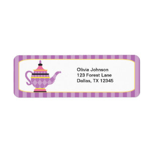 Whimsical Purple Teapot Labels
