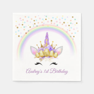 Whimsical Purple Unicorn Birthday Party Favour Napkin