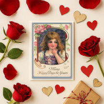 Whimsical Purple Vintage Child Rose Love