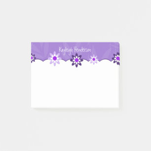 Whimsical Purple White Flowers Personalized Post-it Notes