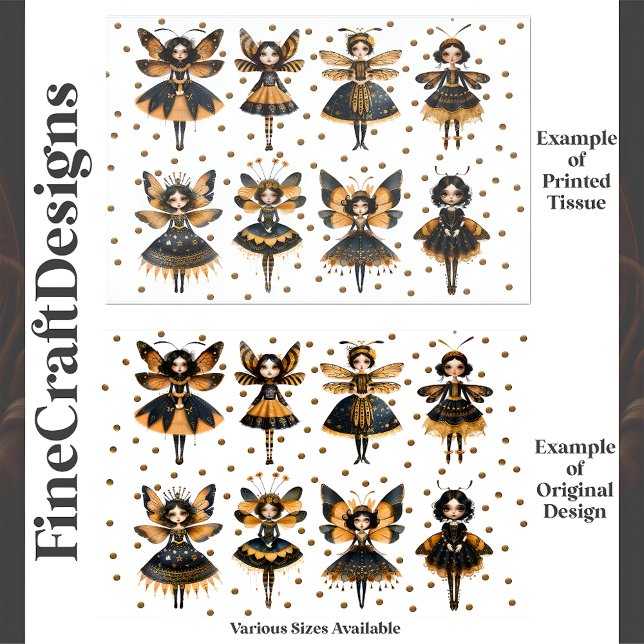 Whimsical Queen Bee Dolls Fantasy E5 Decoupage Tissue Paper (Creator Uploaded)