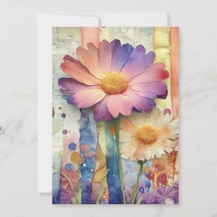 Whimsical Quirky Cheerful Flowers Hello Flat Card
