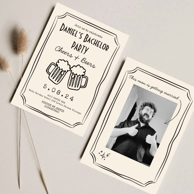 Whimsical Quirky Cheers and Beers Bachelor Invitation (Creator Uploaded)