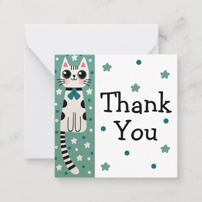 Whimsical Quirky Doodle Cat Drawing Card (Front)