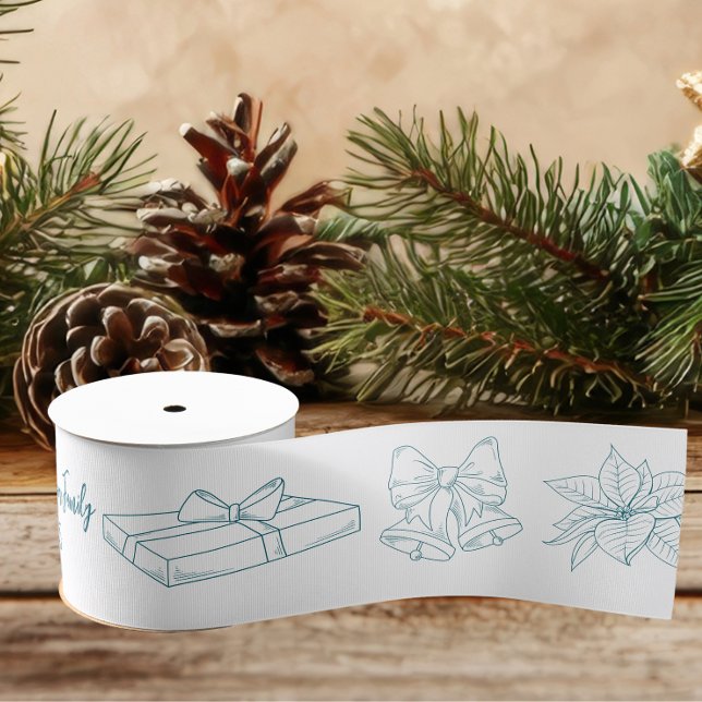 Whimsical Quirky Doodle Holiday Grosgrain Ribbon (Creator Uploaded)