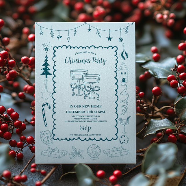 Whimsical Quirky Doodle Holiday Invitation (Creator Uploaded)