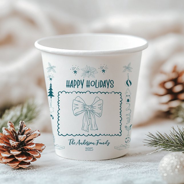 Whimsical Quirky Doodle Holiday Paper Cups (Creator Uploaded)