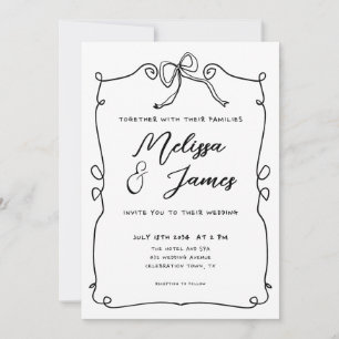 Whimsical Quirky Hand Drawn Wedding Invitation