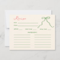 Whimsical Quirky Handwritten Bridal Shower Recipe 