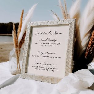 Whimsical Quirky Handwritten Cocktail Menu Poster
