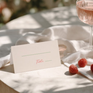 Whimsical Quirky Handwritten Green Pink Place Card