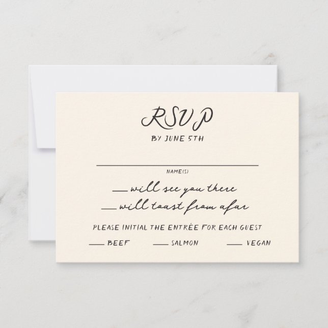 Whimsical Quirky Handwritten Wedding RSVP Card (Front)