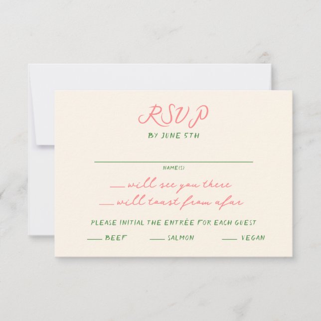Whimsical Quirky Handwritten Wedding RSVP Card (Front)