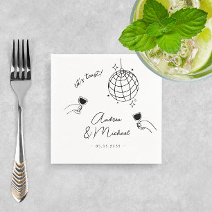 Whimsical Quirky Retro Fun French Engagement Party Napkin