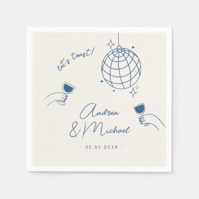 Whimsical Quirky Retro Fun French Engagement Party Napkin (Front)