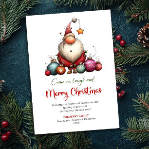 Whimsical Quirky Santa Minimalist Holiday Greeting Card