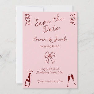 Whimsical Quirky Squiggles Pink Save the Date Invitation