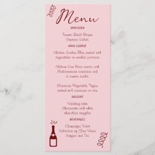 Whimsical Quirky Squiggles Pink Wedding Menu