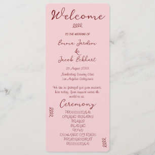Whimsical Quirky Squiggles Pink Wedding Program
