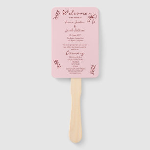 Whimsical Quirky Squiggles Pink Wedding Program Hand Fan