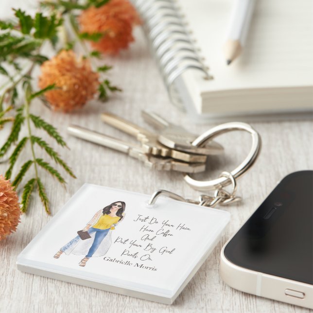 Whimsical Quote "Get Your Big Girl Pants On" Keychain (Front Right)