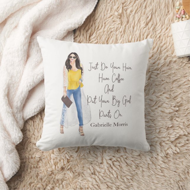 Whimsical Quote "Get Your Big Girl Pants On" Throw Pillow (Blanket)