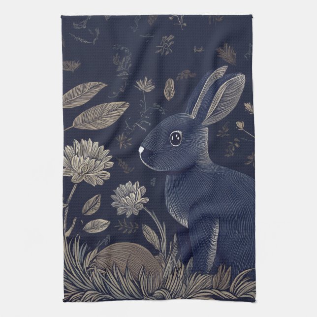 Whimsical Rabbit Kitchen Towel (Vertical)