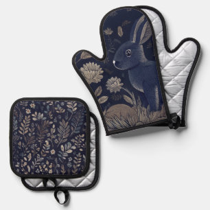 Whimsical Rabbit Oven Mitt & Pot Holder Set