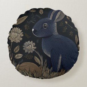 Whimsical Rabbit Round Pillow