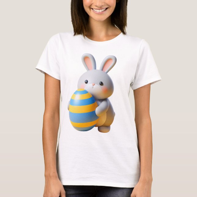 Whimsical Rabbits in a Colourful Meadow T-Shirt (Front)