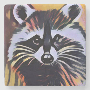 Whimsical Raccoon - A Nature Inspired Design Stone Coaster