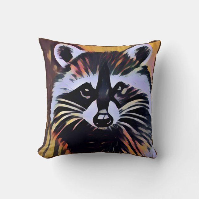Whimsical Raccoon - A Nature Inspired Design  Throw Pillow (Front)