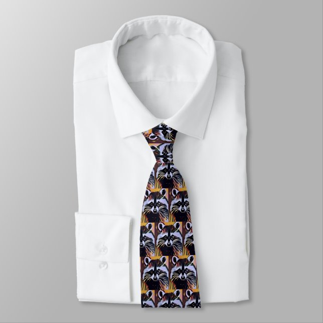 Whimsical Raccoon - A Nature Inspired Design  Tie (Tied)