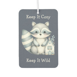 Whimsical Raccoon Night Woodland Cottage Scene Air Freshener