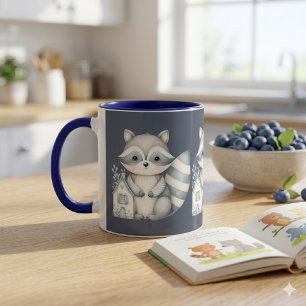 Whimsical Raccoon Night Woodland Cottage Scene Mug