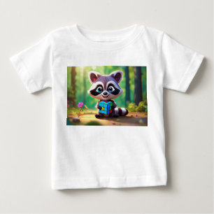 "Whimsical Raccoon Puzzle Pal: Digital Art Print" Baby T-Shirt
