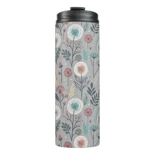 Whimsical Rainbow and Botanical Thermal Tumbler