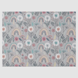 Whimsical Rainbow and Botanical Tissue Paper